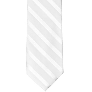 Front view of a white tone-on-tone striped tie