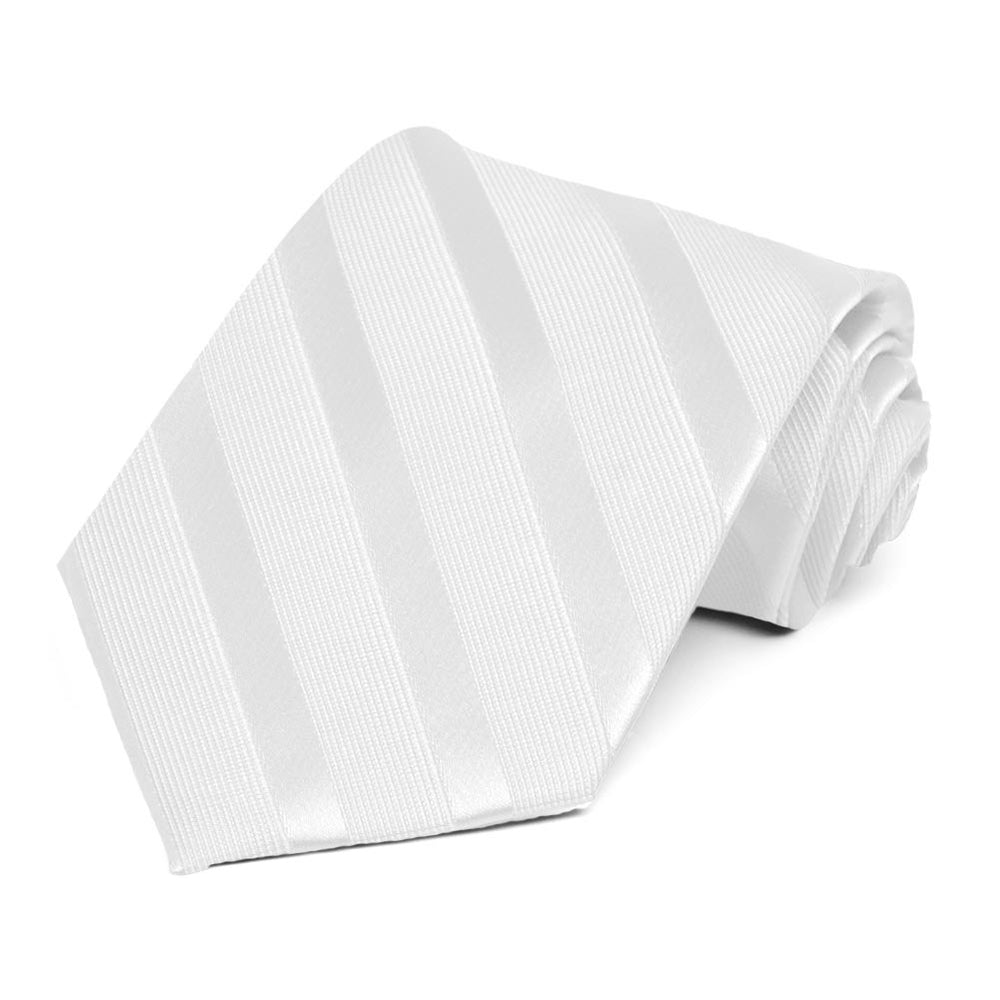 White Elite Extra Long Striped Necktie