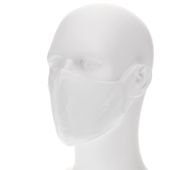 white face mask on a mannequin with filter pocket