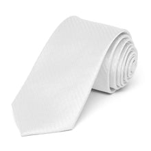 Load image into Gallery viewer, White Herringbone Silk Slim Necktie, 2.5&quot; Width