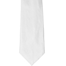 Load image into Gallery viewer, Front of a white herringbone tie, laid out flat