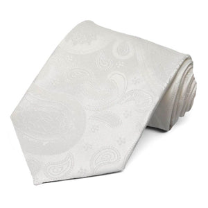 White large paisley extra long tie