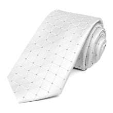Load image into Gallery viewer, White metallic grid slim tie