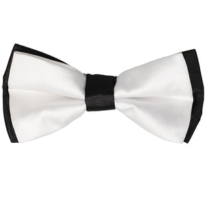 White on black satin bow tie