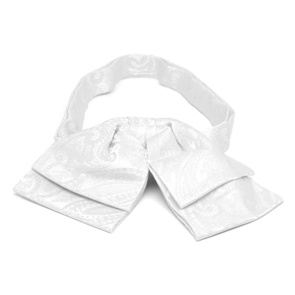 White paisley floppy bow tie, front view