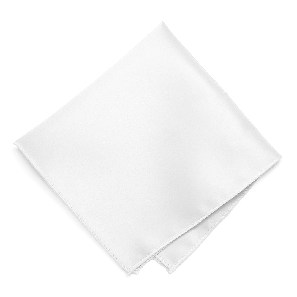 White Solid Color Pocket Square