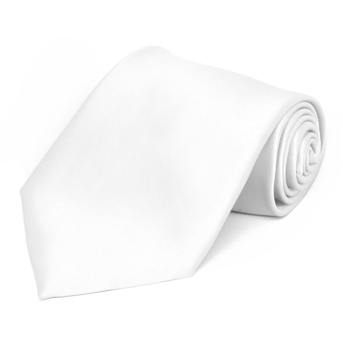 White Premium Extra Long Solid Color Necktie