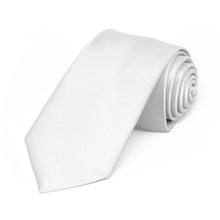 Load image into Gallery viewer, White Premium Slim Necktie, 2.5&quot; Width
