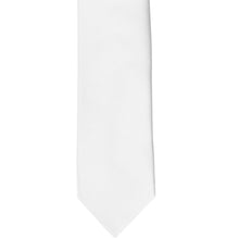 Load image into Gallery viewer, Front view of a white solid tie in a slim width