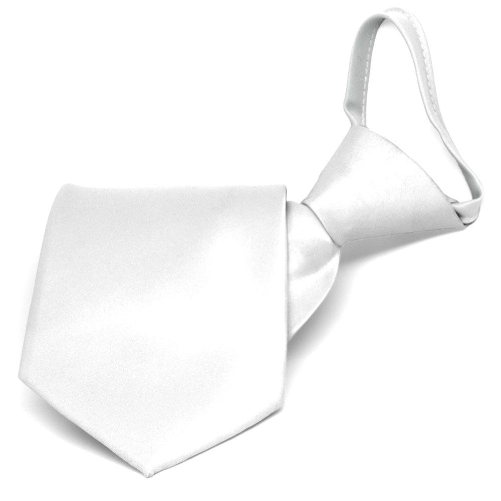 White Solid Color Zipper Tie