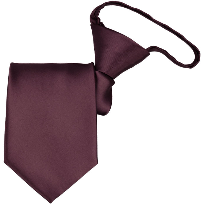 A rolled wine colored zipper tie