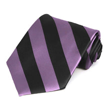 Load image into Gallery viewer, Wisteria Purple and Black Striped Tie