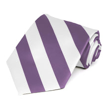 Load image into Gallery viewer, Wisteria Purple and White Striped Tie