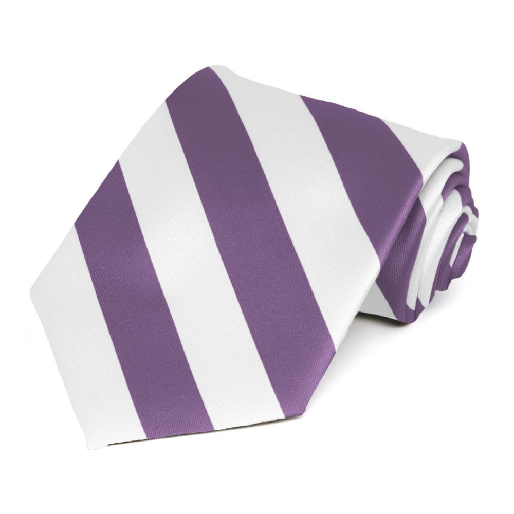Wisteria Purple and White Striped Tie
