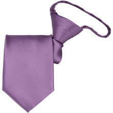 Load image into Gallery viewer, A wisteria purple zipper tie, folded to show off the tie knot and tie tip