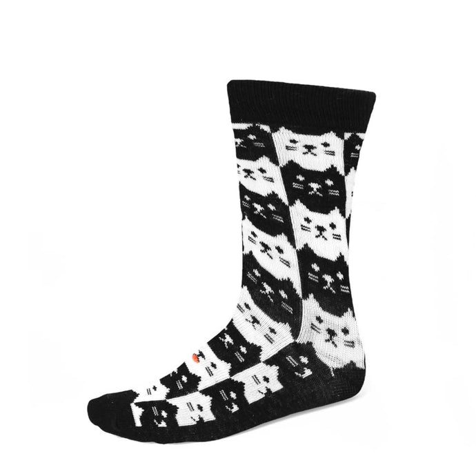 Black and white cat themed socks