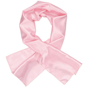 A women's carnation pink scarf, crossed over itself