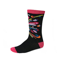 Load image into Gallery viewer, Women&#39;s fuchsia and black socks