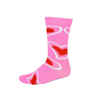 Women's hot pink and red heart socks