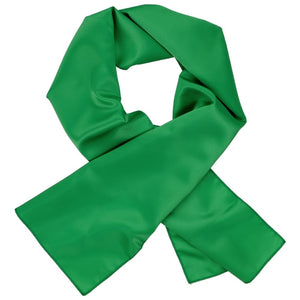 A women's irish green scarf, crossed over itself