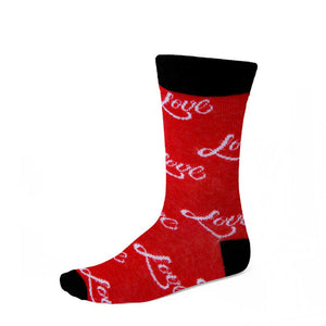Women's love theme socks in red, black and white