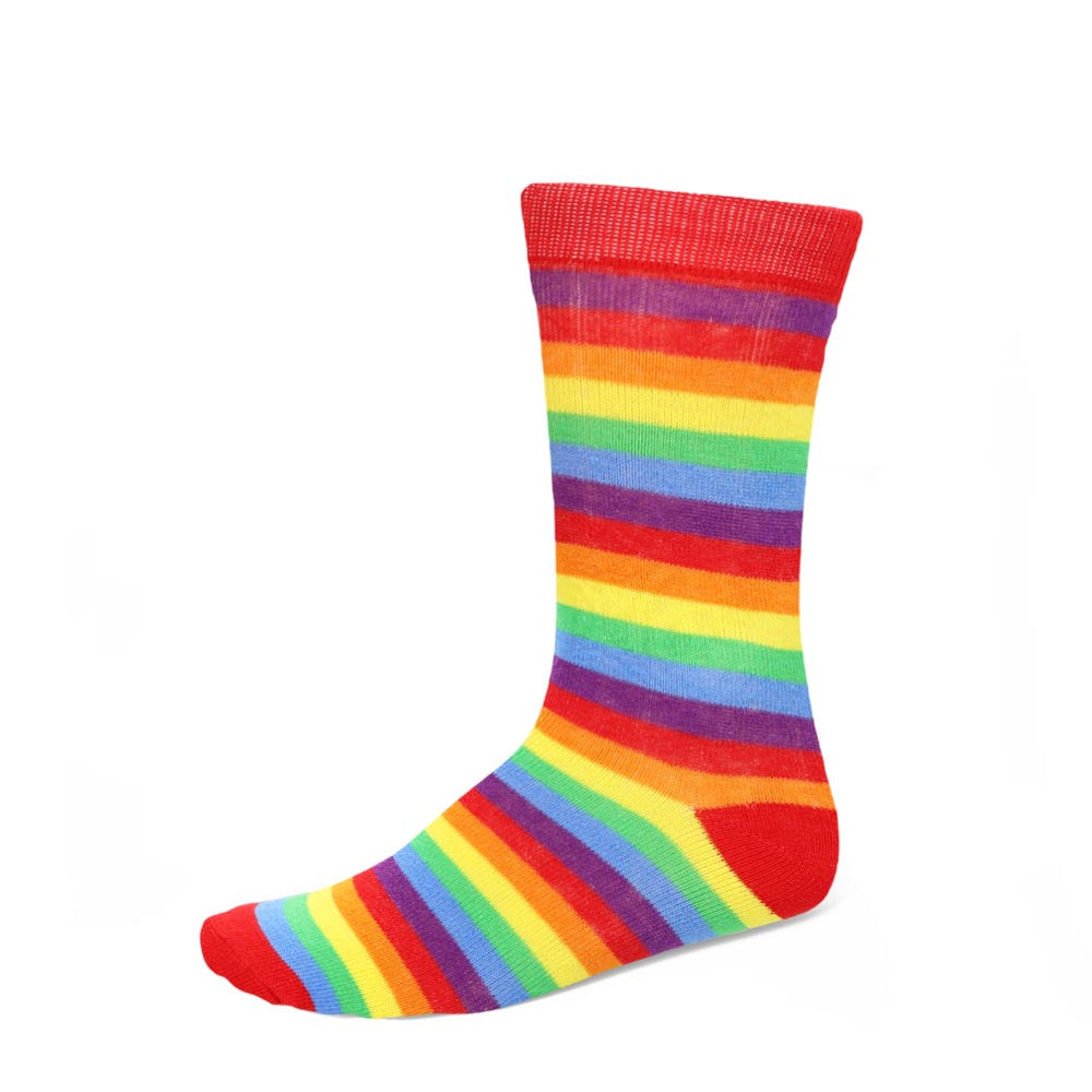 Women's burst of bright colors horizontal stripe rainbow colors socks.