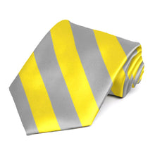 Load image into Gallery viewer, Yellow and Silver Striped Tie