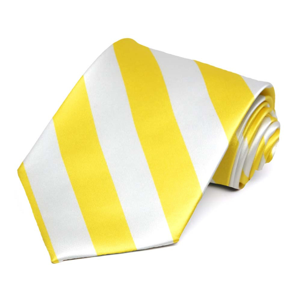 Yellow and White Striped Tie