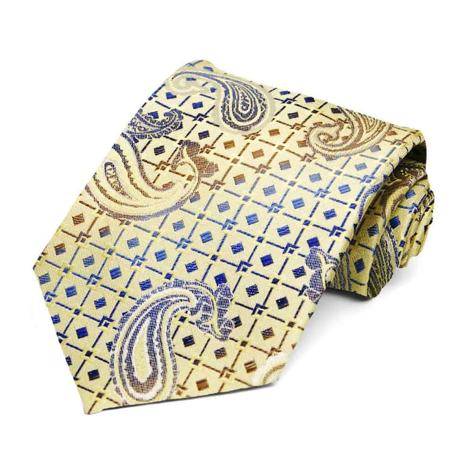 Light Yellow Melton Paisley Necktie