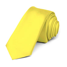 Load image into Gallery viewer, Yellow Premium Skinny Necktie, 2&quot; Width
