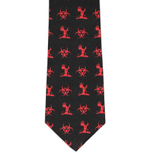 Load image into Gallery viewer, Front view of a black and red zombie necktie