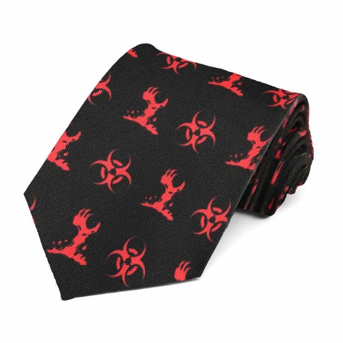 A radioactive zombie themed tie on a black background